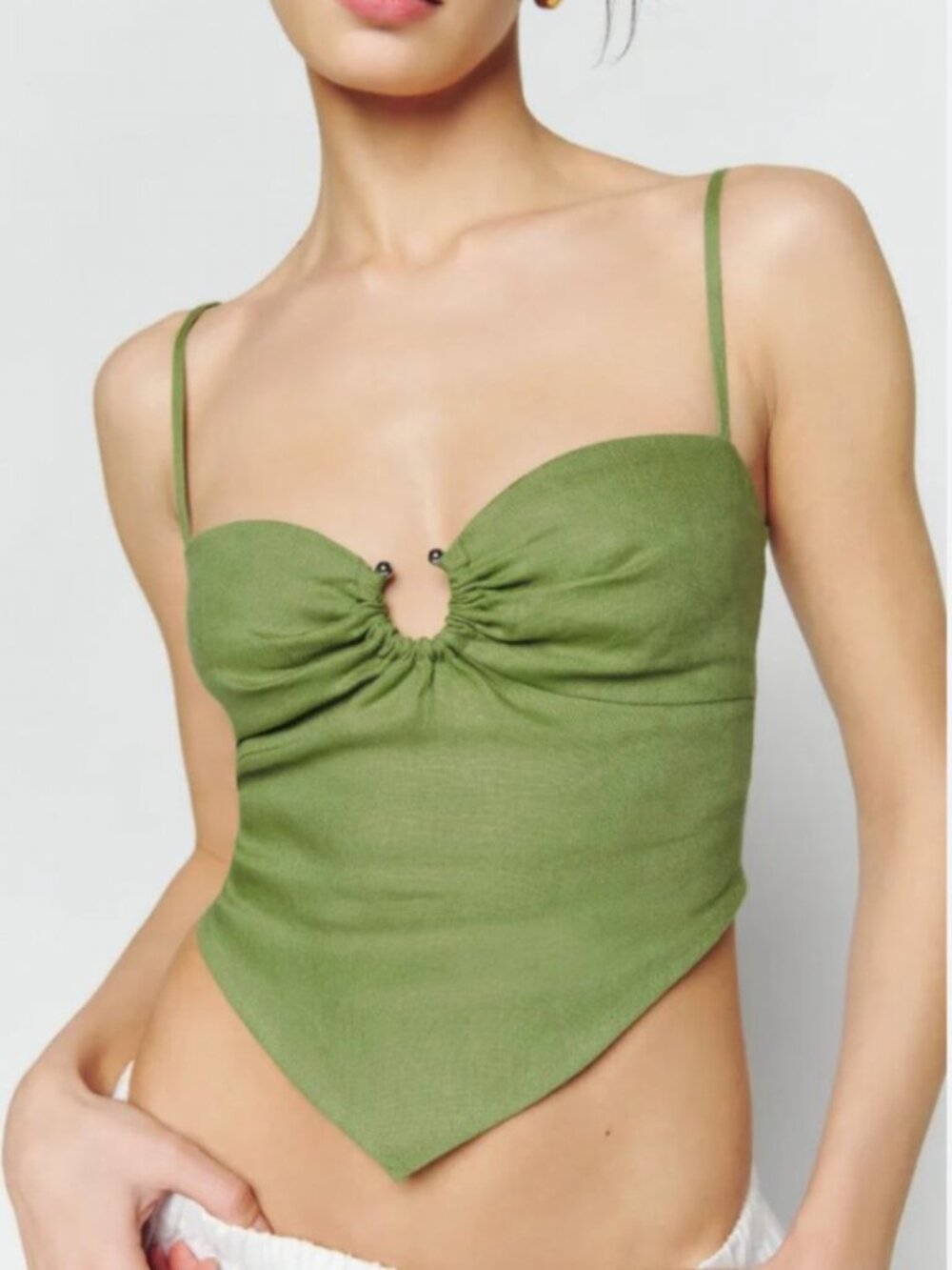 NWT Reformation Sansa Linen Top Sz6 Avocado Green Casual